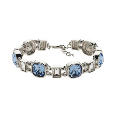Rhodium plated sapphire link bracelet
